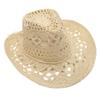 Adult Sun Hat Hand Woven Hollow Cowboy Solid Color Sun Hat Women'S Hat Adjustable Beach Hat