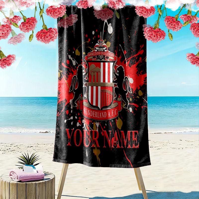 Sunderland A.F Custom Name Print Beach Towel, Large Soft Quick Dry Towel for Beach Camping Swimming