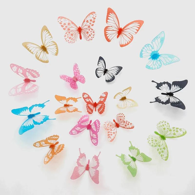 New 18pcs/lot Crystal Butterflies 3d Wall Sticker Beautiful Butterfly Living Room for Kids Room Wall Decals Home Decoration