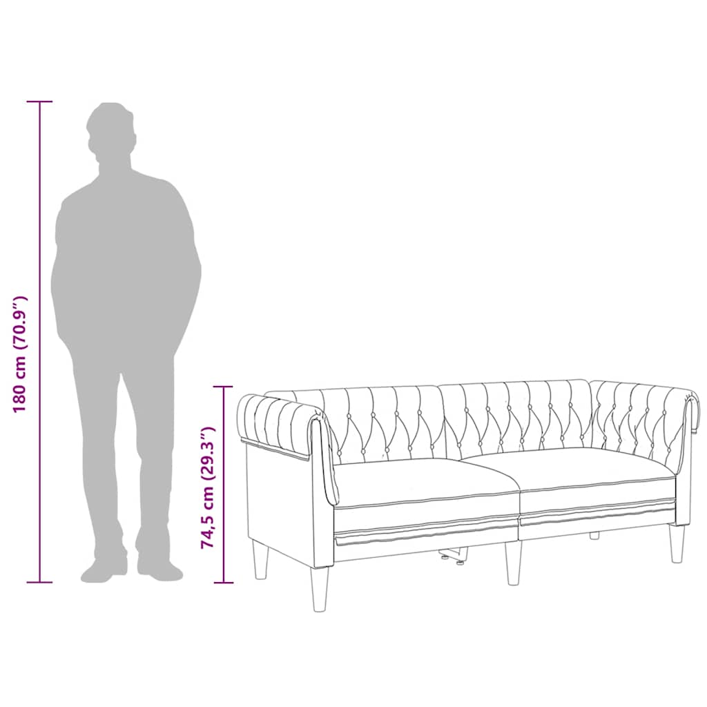 Chesterfield Sofa 2 Seater Taupe Fabric