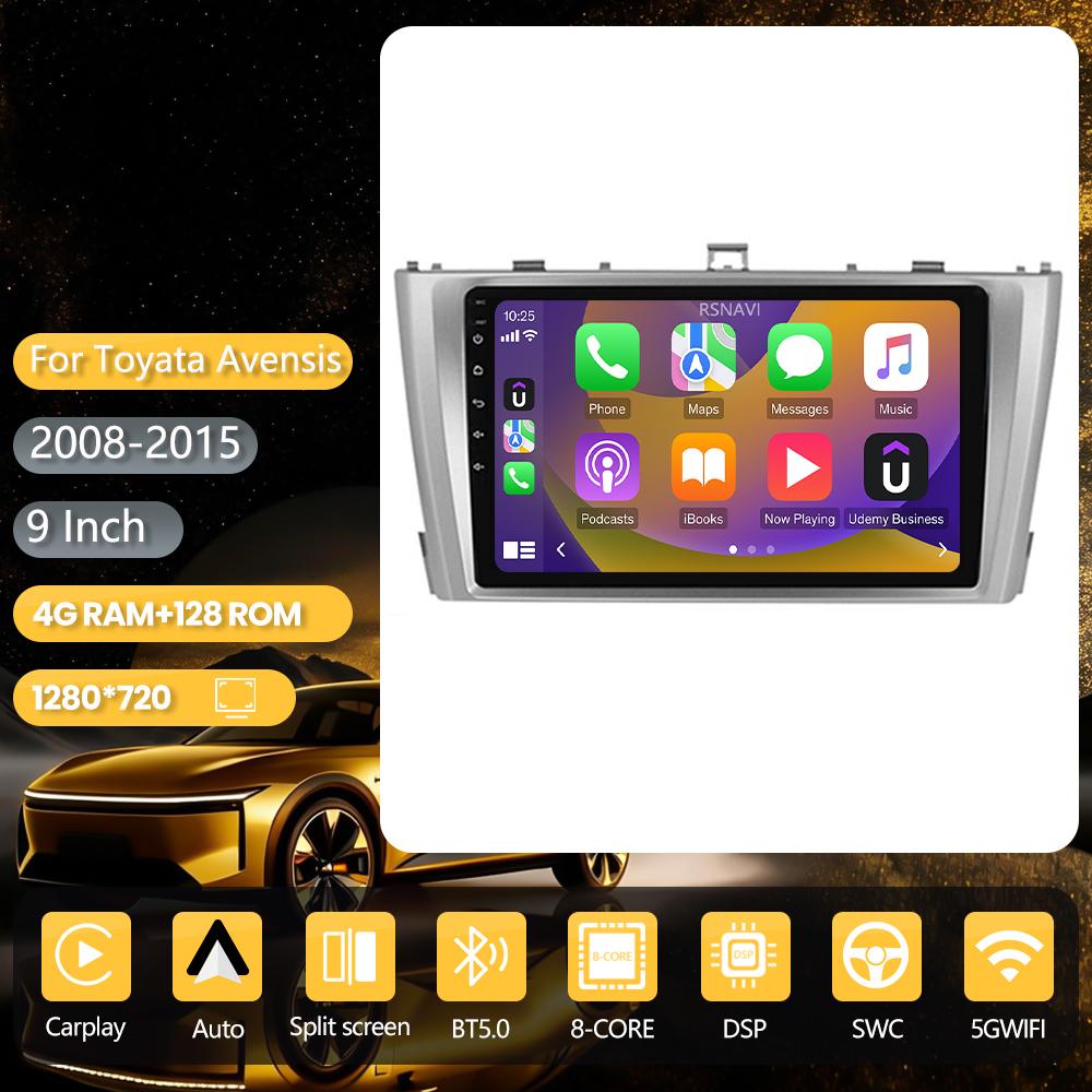Android 16 pour Toyota Avensis 2008 - 2015 Carplay Auto Radio de voiture Lecteur multimédia Autoradio GPS Stéréo Caméra 360° Snapdragon
