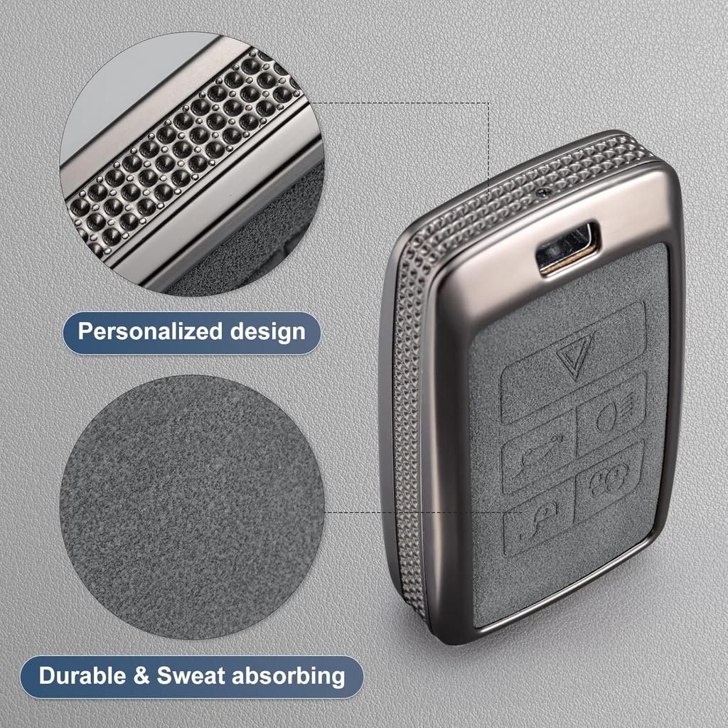 YO&YOYE For Land Rover Key Fob Cover With Keychain Leather Key Case Protector Compatible With Land Rover Vogue Range Discovery Rover Sport (Model2,