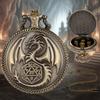 Dragon Pocket Watch Case with 7pcs Polyhedral Dice Retro Flip Dinosaur Case Waist Chain DND Dice