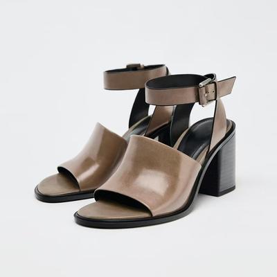 Мода Мода Натуральная Кожа Женские Сандалии 2025 Лето Новая Обувь Открытый Носок Римский Стиль Высокий Каблук Модная Пряжка Обувь Гладиаторы Женщина