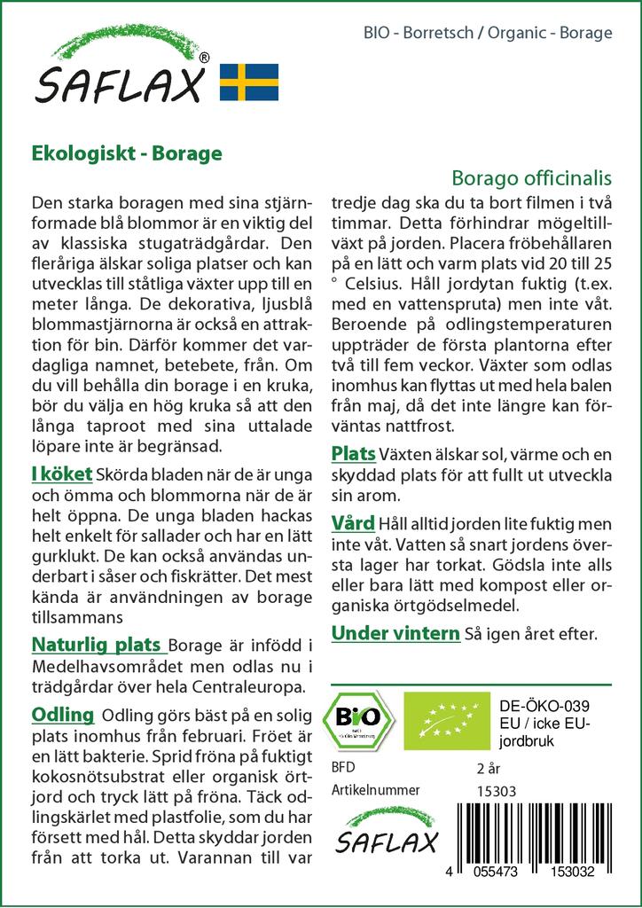 SAFLAX Garden in the Bag - Органический - Бурачник - 40 семян - С субстратом в подходящем стоячем пакете - Borago officinalis