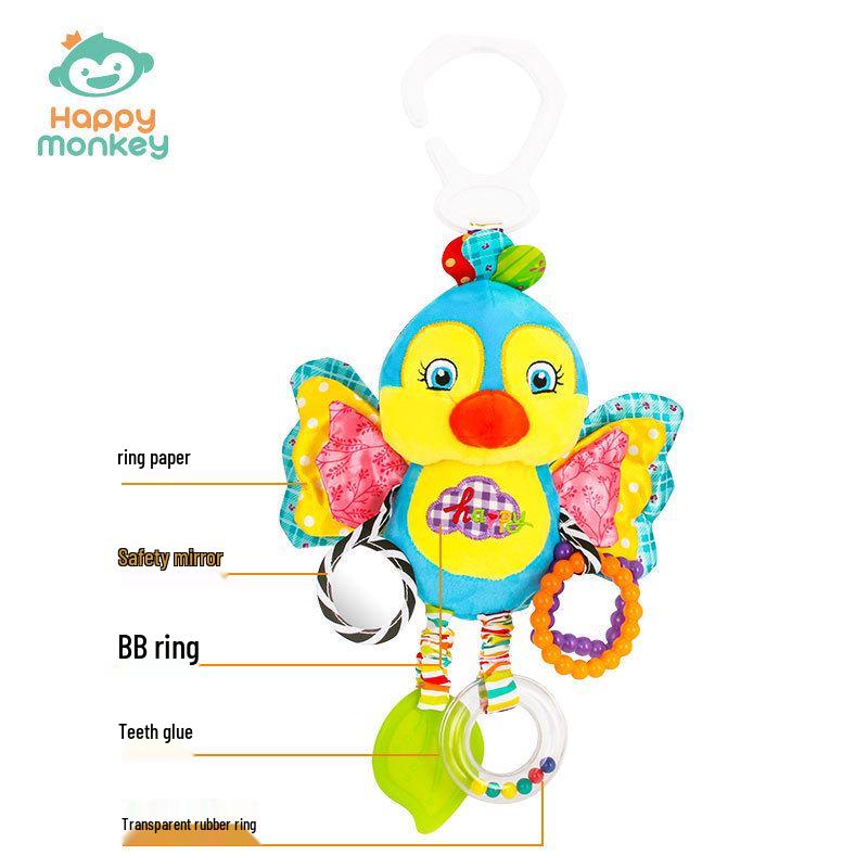 HappyMonkey Детская сенсорная плюшевая погремушка-прорезыватель