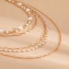 Женское ожерелье, многослойная искусственная жемчужина, декорированная полой цепочкой, регулируемая длина, индивидуальный стиль, клубная вечеринка, шея, ювелирные изделия