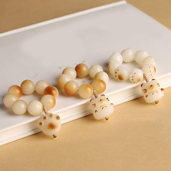 Ручная нить Белый корень Бодхи Ручное скручивание Обжарка на древесном угле Нить с кошачьим когтем Обертывание кончика пальца Мягкая ручка из бусины Будды Игривый кусок