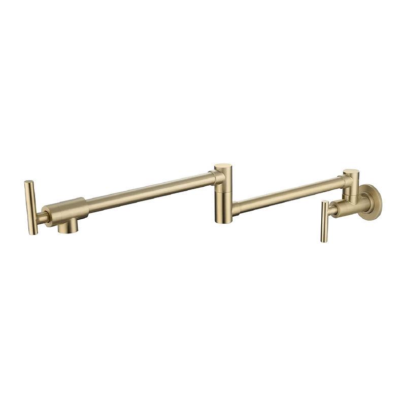 Black Wall Mounted Pot Filler Faucet Swivel Folding Rotary Kitchen Sink Faucet Brushed Gold Single Cooling Sink Tap