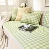 Summer Sofa Cushion Sofa Cover Summer Mat Cushion Washed Ice Silk Non-Slip Simple Plaid All-Inclusive Sofa Cushion