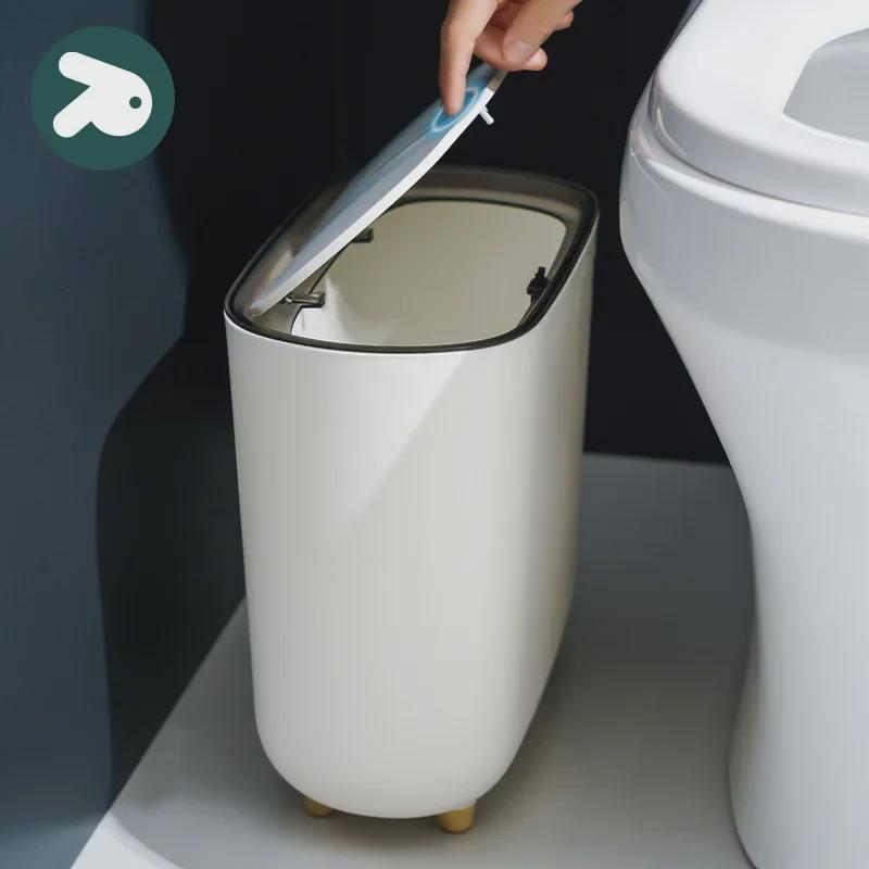 Compact Press-Top Trash Can for Bathroom, Bedroom, or Kitchen