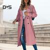 Women's Trench Coat Double-Breasted Classic Lapel Long Overcoat Windproof Autumn Spring Outerwear Jacket for Work Travel
