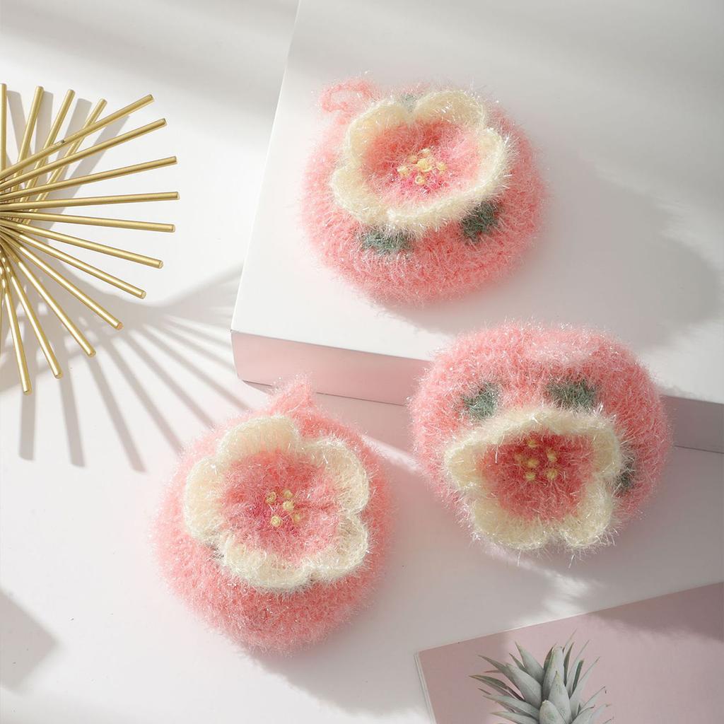 Kitchen Dish Cloths Absorbent Dish Rag Reusable Dish Towels Efficient Anti-grease Sakura Shape Cleaning Kitchen Acrylic