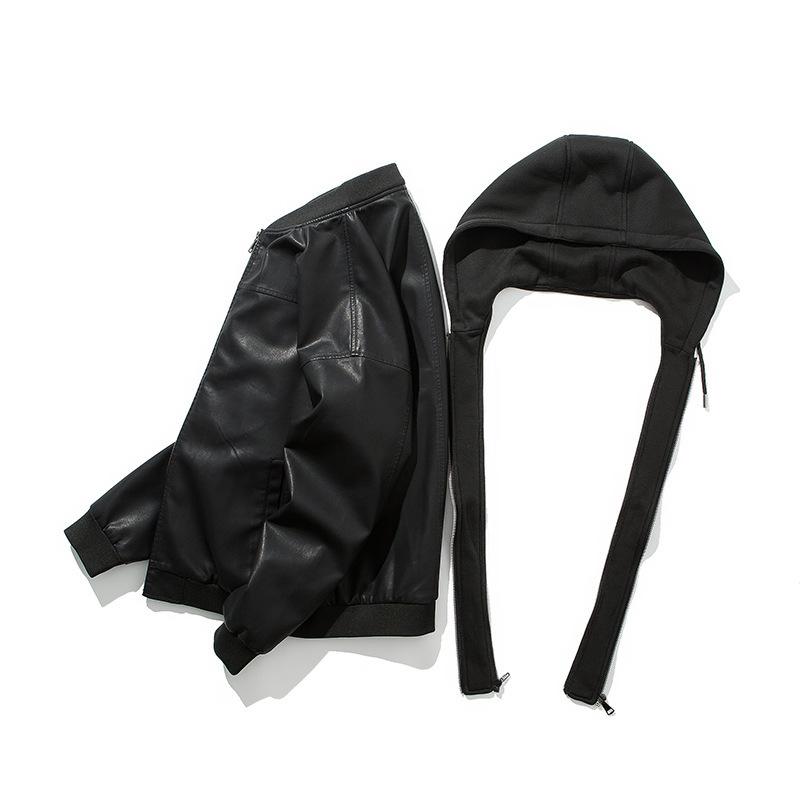 Autumn and Winter New Hooded Leather Jacket Men's Trendy Youth Locomotive Men's Jacket Korean Version Loose Hooded Men's Leather Jacket