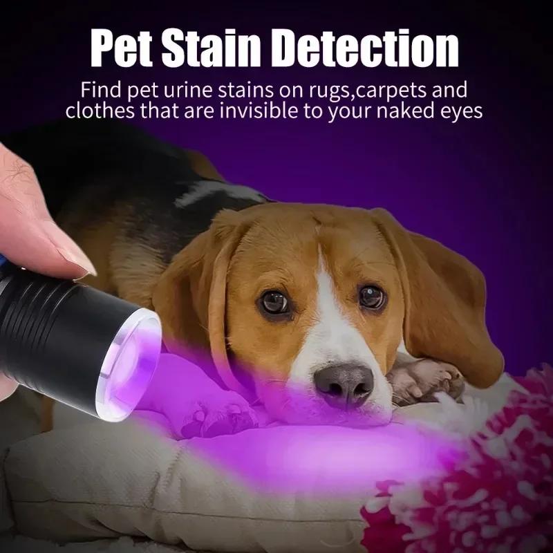 365/395 нм УФ-фонарик Blacklight Zoomable Torch Lamps USB Charger Ultrafiolet Flashlights Детектор мочи домашних животных УФ-свет для охоты