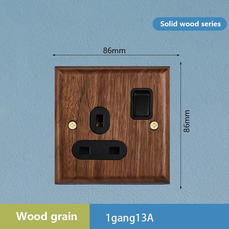 1/2/3/4gang1/2way European Vintage Passage Wall Light Solid Wood Brass Toggle Panel Switch Power Outlet Antique Home Decor