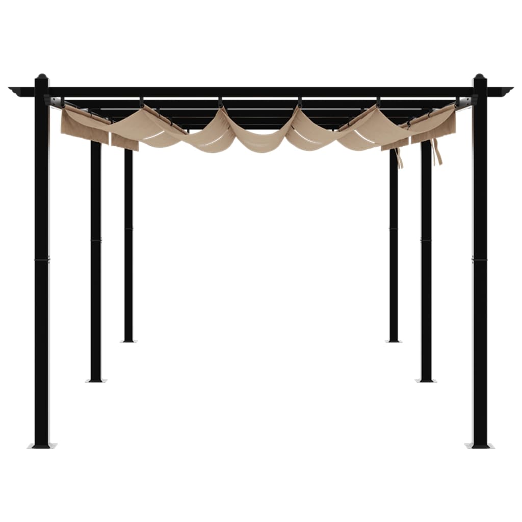 Garden Pavilion with Extendable Roof Taupe 3x6 m Aluminum