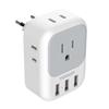 TESSAN Conversion Plug C Type for Overseas Travel Converter Conversion Adapter Outlet Conversion 4 AC Outlets with 3 USB Ports Compatible with