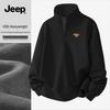 JEEP Men's Fleece-Lined Half-Zip Mock Neck Pullover Sweatshirt