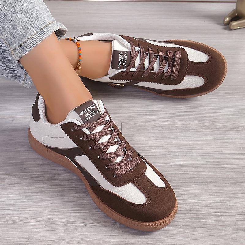 Кроссовки Lucyever Patchwork Flat Sole для женщин 2024 года, новые повседневные спортивные туфли на шнуровке, женская обувь в стиле ретро с мягкой подошвой, немецкие кроссовки