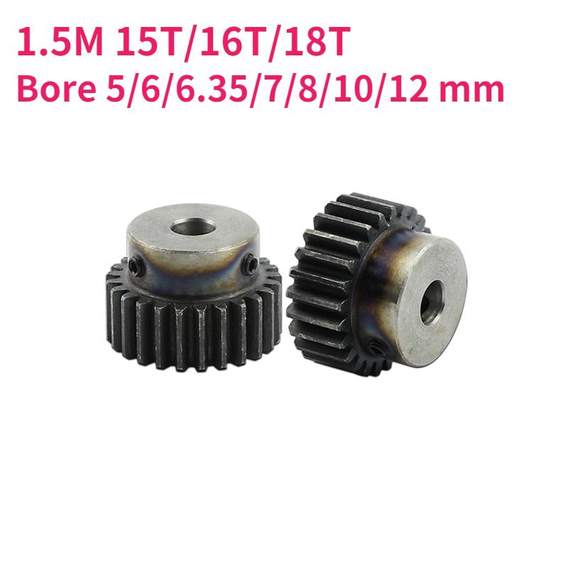 1 шт. Прямая шестерня 1,5M 15T/16T/18T Углеродистая сталь 45# Высокочастотная закалка Зубчатое колесо Диаметр отверстия 5/6/6,35/7/8/10/12 мм