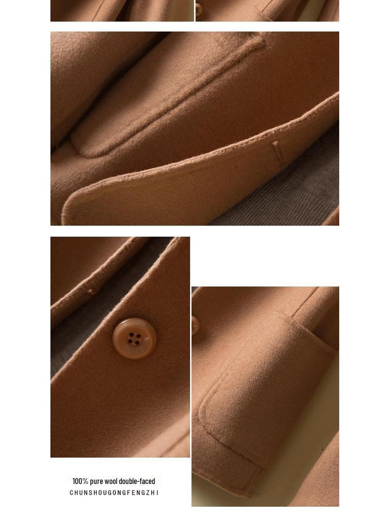 2025 Осень/Зима Женское Приталенное Короткое Пальто из Чистой Шерсти и Кашемира