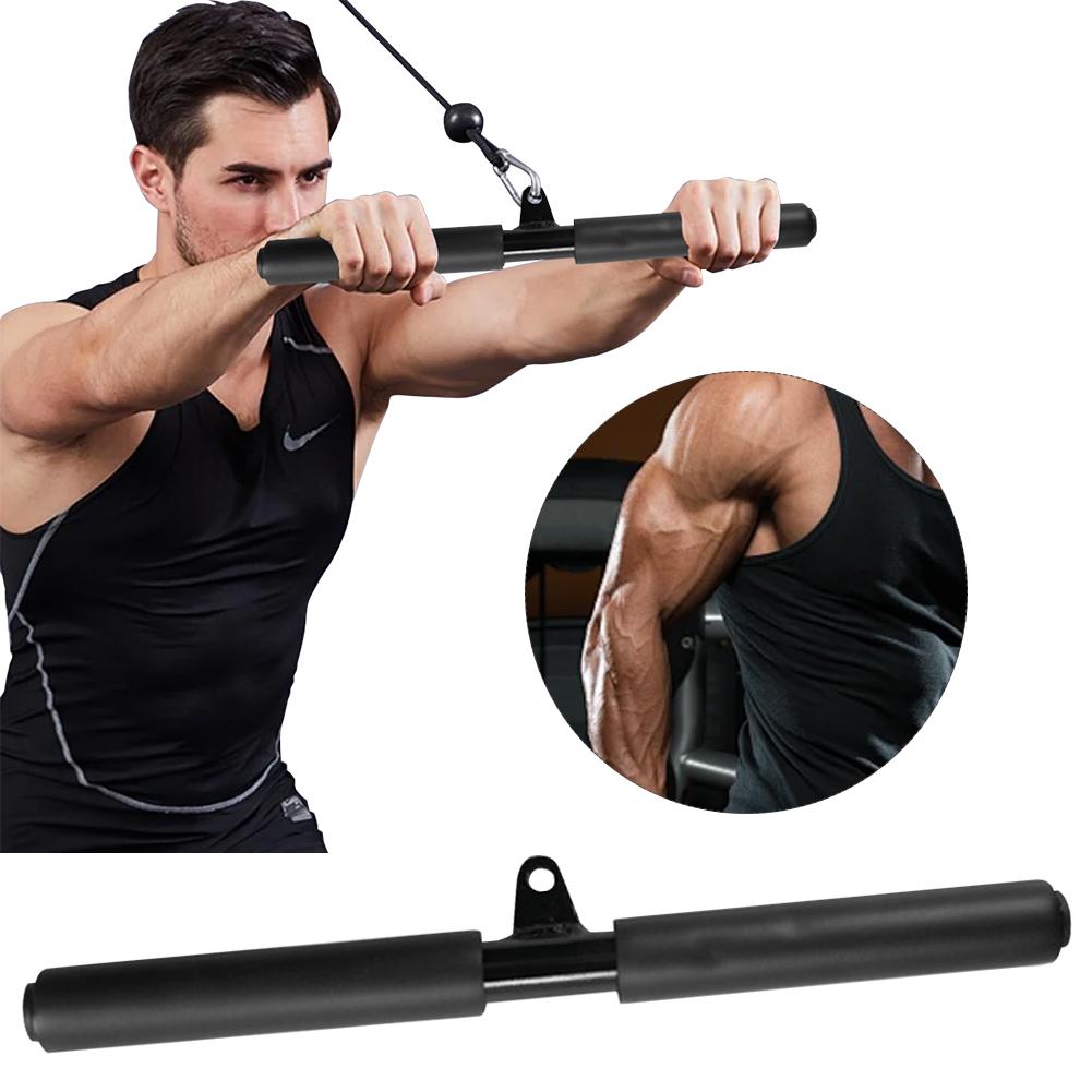 Triceps Biceps Training Rowing Handle Back Blaster Straight Handle LAT Pull Down Straight Rotating Bar for Pulley Cable Machine