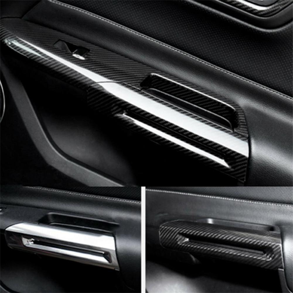 2x Накладка на подлокотник внутренней двери с видом под углеволокно для Ford Mustang 2015-2022