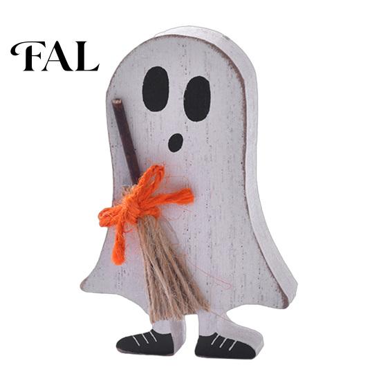 Halloween Home Decor Wooden Table Sign, Cute Ghost Witch Hat Bat Freestanding Tiered Tray Decorations Ornament, Rustic Farmhouse Tabletop Block