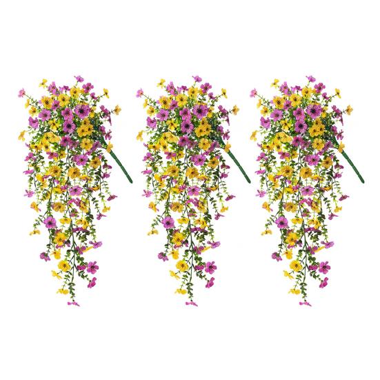 1/2/3/6Pcs Hanging Artificial Violet Flower UV Resistant Realistic Fake Flower Wedding Party Indoor Outdoor Garden Wall Hanging Faux Flower Decoration