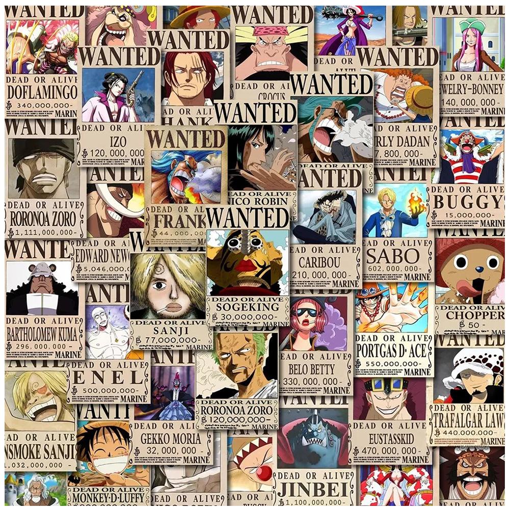 50/100 шт. Аниме-наклейки ONE PIECE Крутые мультяшные наклейки Детская игрушка Канцелярские принадлежности для DIY Чемодан Автомобиль Велосипед Водонепроницаемые Классические манга-наклейки