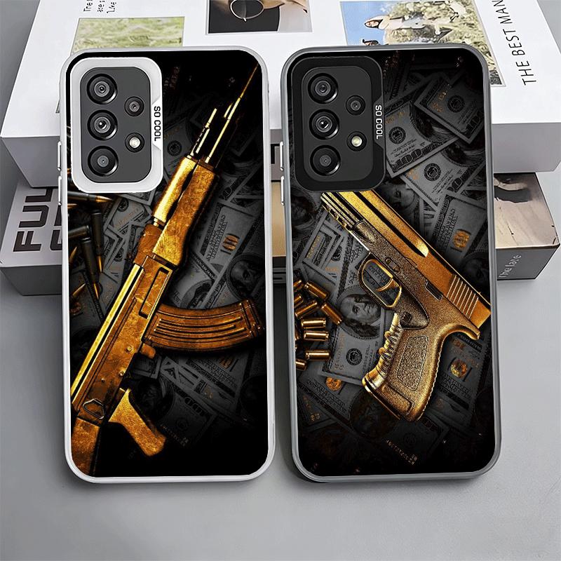 Золотые пули пистолета АК-47 Мягкий чехол для телефона Samsung A17 A16 A15 A14 A13 A57 A56 A55 A54 A53 A37 A36 A35 A34 A33 A26 A25 A2