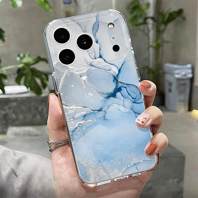 Golden Marble Pattern Phone Case For iPhone 17 Pro Max Coque iPhone 16 15 14 13 Pro Max 11 Clear TPU Silicone Soft Cover