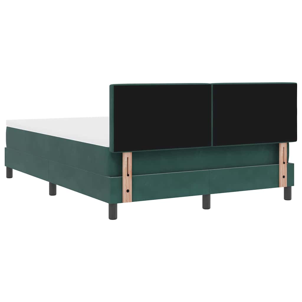 LED Box Spring Bed with Mattress Dark Green 140 x 200 cm Velvet