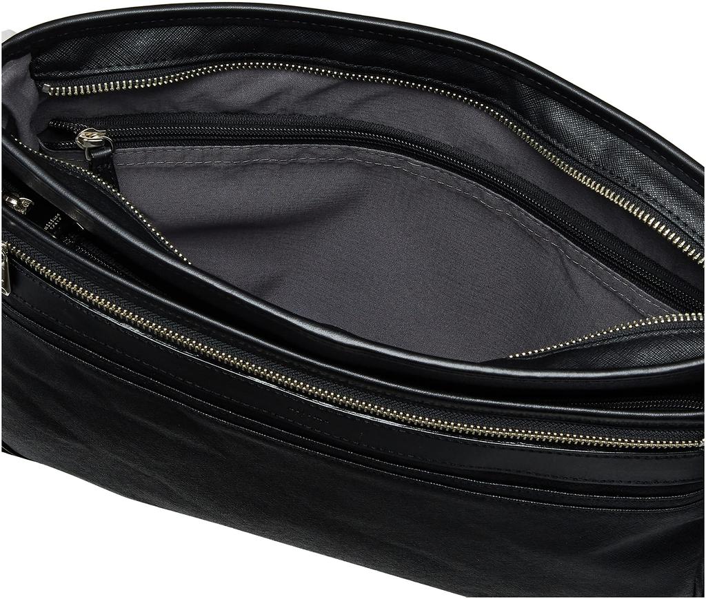 Ultima Tokyo Silvio Men's Sacoche Shoulder Bag, Cotton Canvas and Cowhide Leather, Water-Repellent, No. 59644, Black, H25 x W34 x D6cm