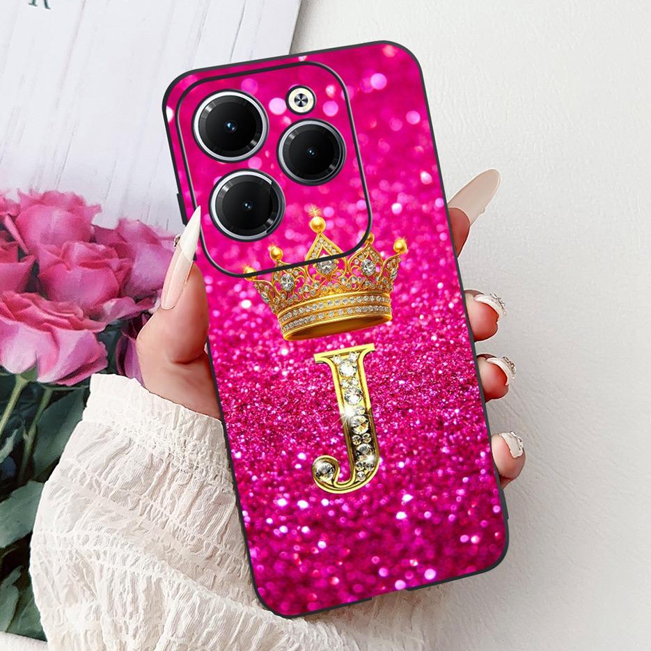 Чехол для Infinix Hot 40 Pro X6837 Роскошная Корона Буквы Чехол Мягкий Силиконовый Чехол для Телефона Для Infinix Hot 40i Hot40 Pro Hot40i Накладка