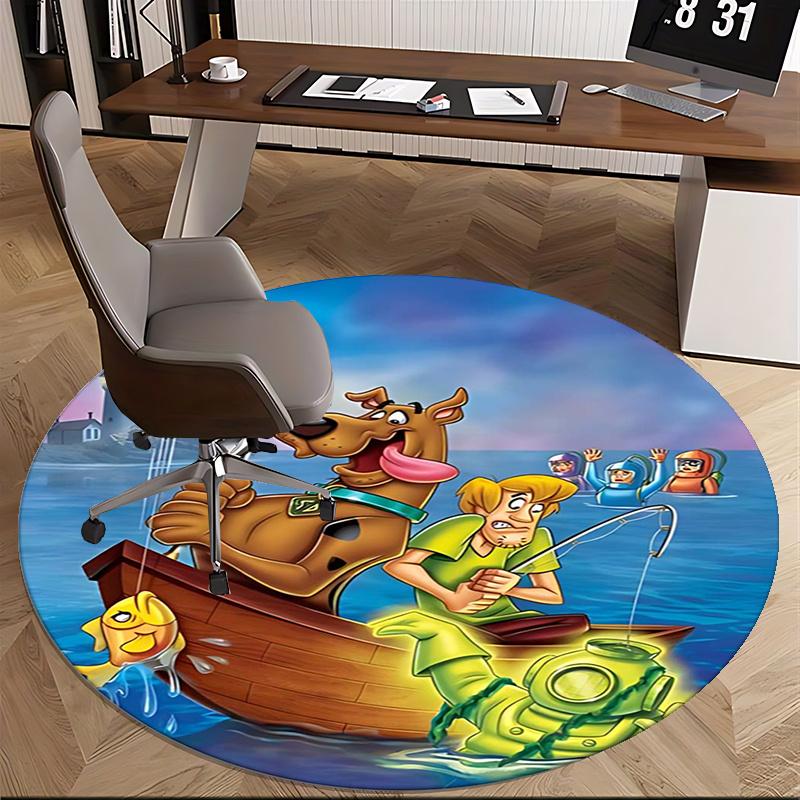 Scooby Doo Fishing Adventure Chair mat Round Rug Office carpet, Non slip, Suitable for Living Rooms, Bedrooms,Decor1205741a