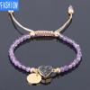 Natural Energy Quartz Crystal Bud Amethyst 4mm Cut Bead Bracelets for Women