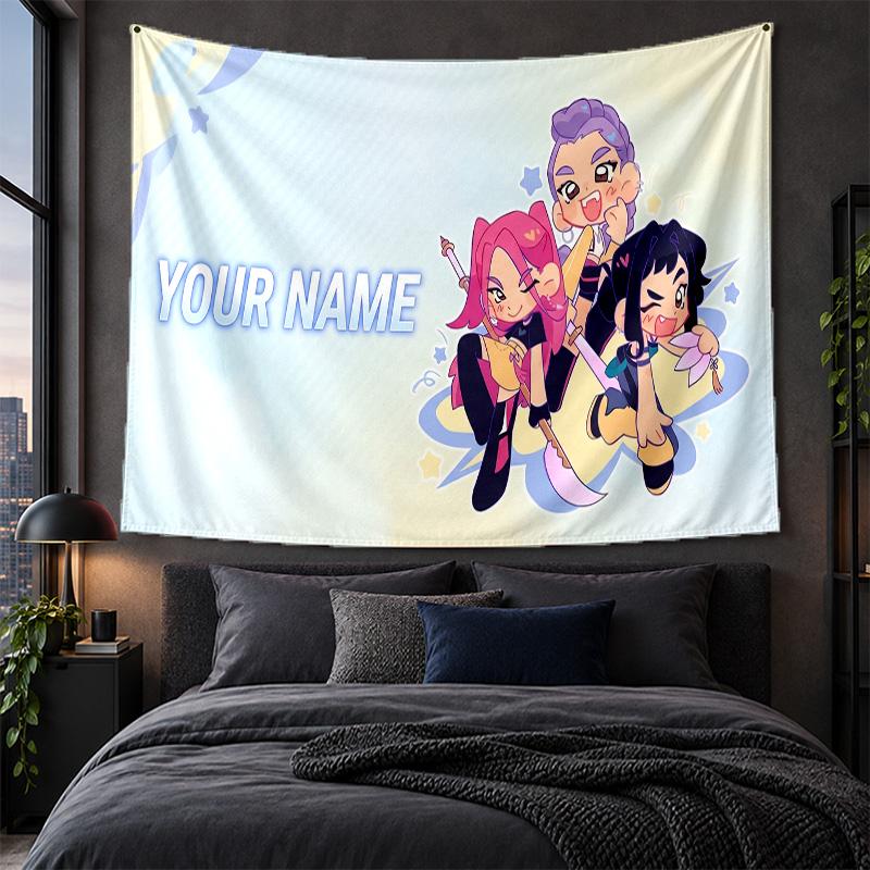 Personalized Tapestry Wall Hanging Kpop Demon Hunters Pattern Art Background Cloth