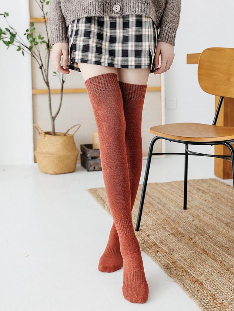 Womens Socks Fleecelined Overtheknee Thick Warm Slimming Thigh Highs For Autumn And Winter