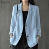 Korean Version of Summer 3/4 Sleeve Button Cotton Linen Suit Thin Cardigan Blouse