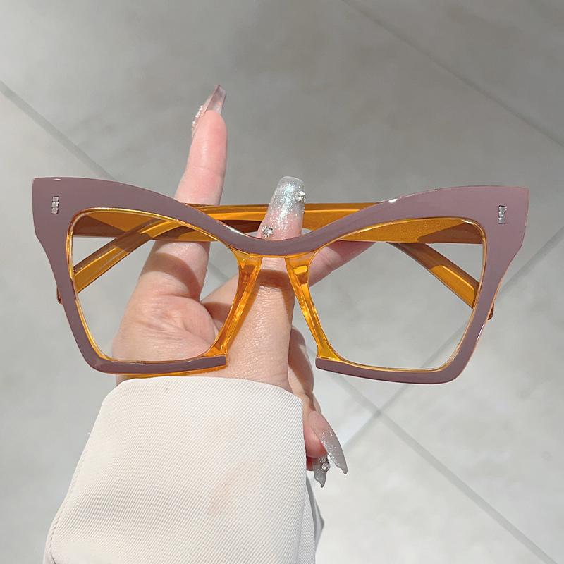 KAMMPT Большие очки кошачий глаз женские новые модные оптические оправы с блокировкой синего света винтажные стильные очки с лоскутным декором