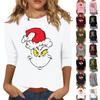 3/4 Sleeve Tops For Women T-Shirt Casual Christmas Print Tops T Shirt Round Neck Pullover Blouse