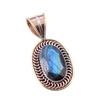 Natural Labradorite 925 Solid Sterling Silver Jewelry TwoTone Pendant 1.50" D3t59