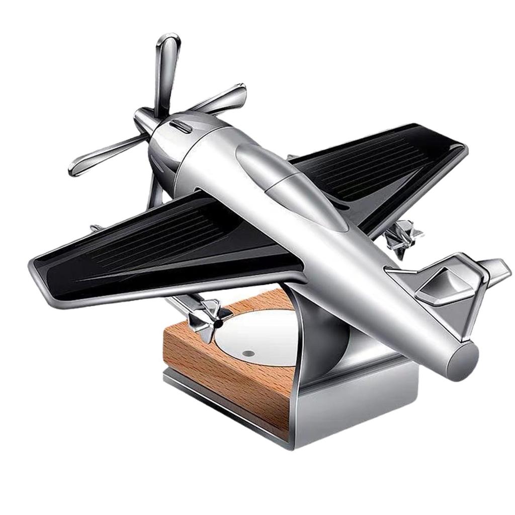 Car Essential Oil Diffuser Solar Airplane Car Diffuser Wooden Base Fragrance Aromatherapy Diffuser Ornaments (Without Perfume)