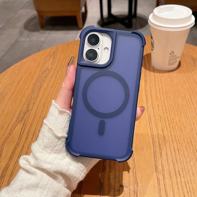 Магнитный Роскошный Матовый Бронированный Ударопрочный Чехол Для iPhone 17 15 14 13 12 11 16 Pro Max Plus Телефон Беспроводная Зарядка Для Magsafe Чехол