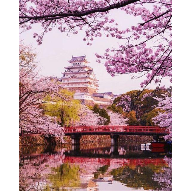 40x50 см краска по номерам розовое дерево пейзаж DIY картина по номерам вишни ручная роспись уникальный подарок домашний декор