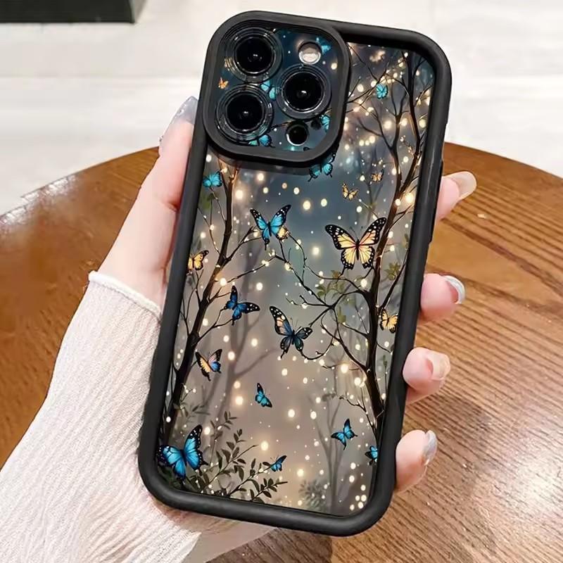 Светящийся в темноте чехол-бабочка для телефона Samsung Galaxy S25 S24 Ultra S23 FE S22 Plus S21 S20 A15 A54 A55 A35