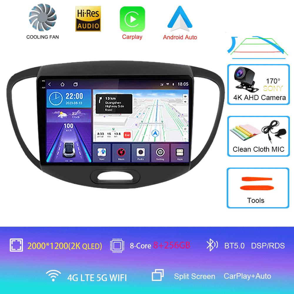 Для Hyundai Grand i10 2008-2012 2 din Android Auto Радио Carplay Автомобильный мультимедийный плеер GPS автомагнитола Bluetooth Android 14 Авто