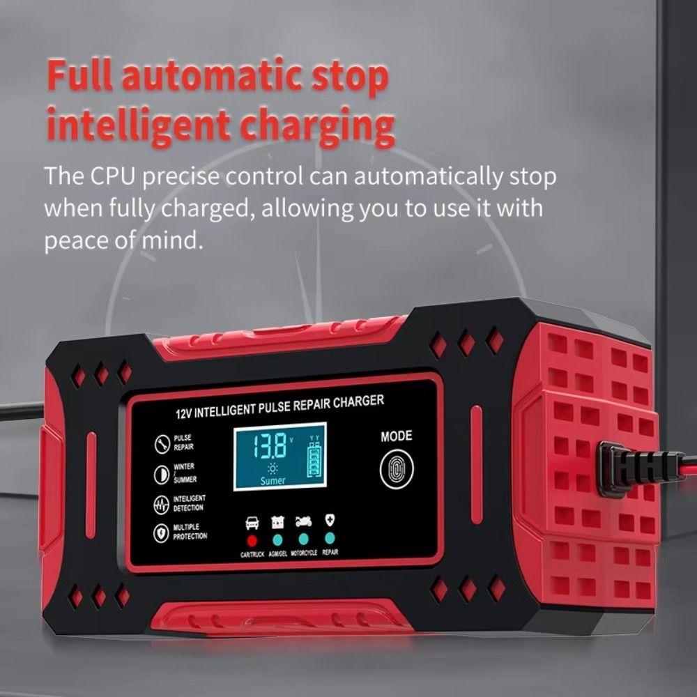Pulse Repair Intelligent Car Battery Charger LCD Display Lead-Acid Battery Repair Battery Repair